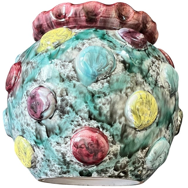 Ceramic 1960s Italian Modernist Cabochon Jeweled Art Pottery Vase, Attributed to Fratelli Fanciullacci For Sale - Image 7 of 11