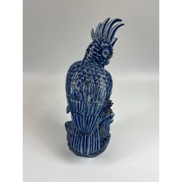 Chinoiserie 20th Century Large Blue and White Hand Painted Chinoiserie Bird For Sale - Image 3 of 10