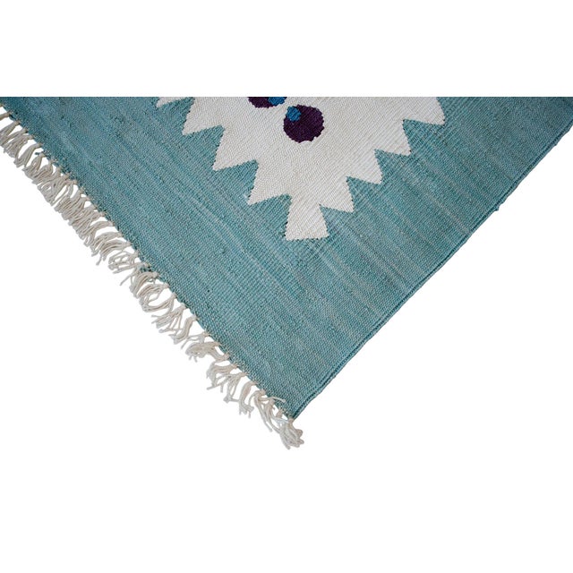 Turkish Silk Rug Kilim Hand Woven Chintamani Motif Oushak Area Rug - 4′2″ × 6′4″ For Sale - Image 14 of 16