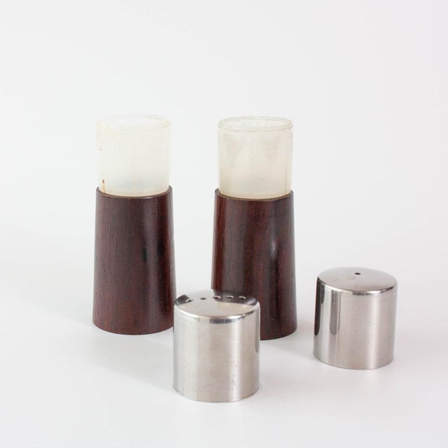 Vintage Danish Wood and Chrome Salt and Pepper Shakers, 1960s, Set of 2 For Sale - Image 9 of 12