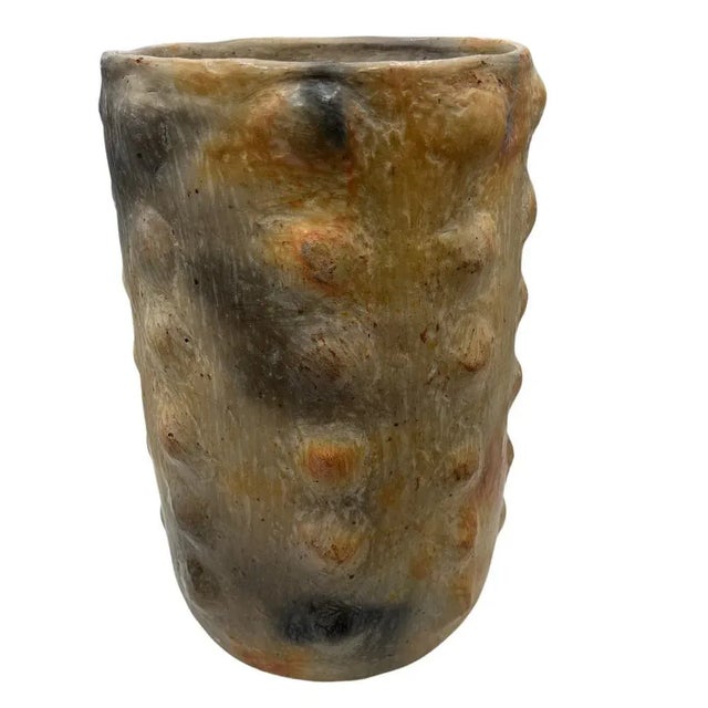 Sejnane Cylindrical Clay Bumpy Vessel - Light Large For Sale - Image 4 of 5