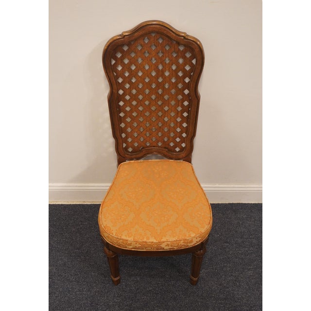 Brown Thomasville Furniture Portfolio Collection Italian Mediterranean Lattice Back Dining Side Chair 5561-853 For Sale - Image 8 of 11