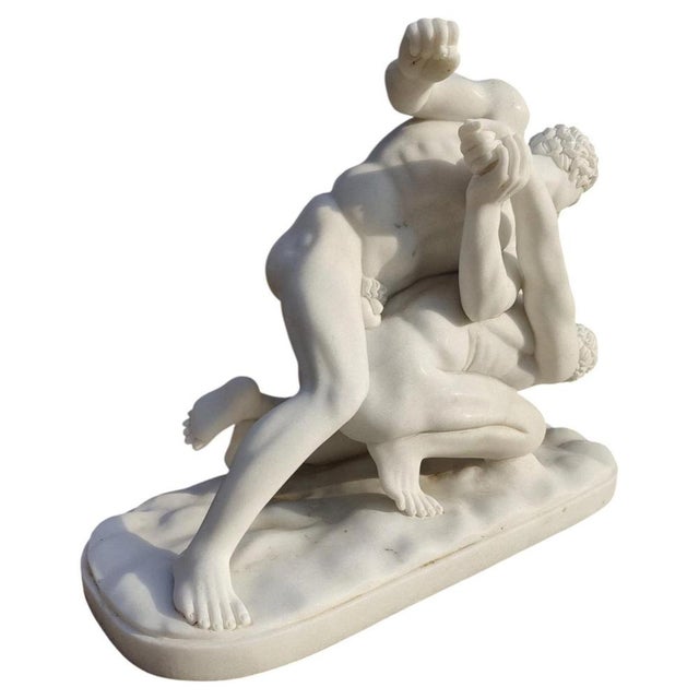Italian Artist, Carrara Sculpture Depicting Two Wrestlers, 20th Century, Marble For Sale - Image 8 of 10