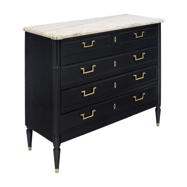 Chest of drawers from France in the Louis XVI style. This piece is made of solid mahogany construction that has been...