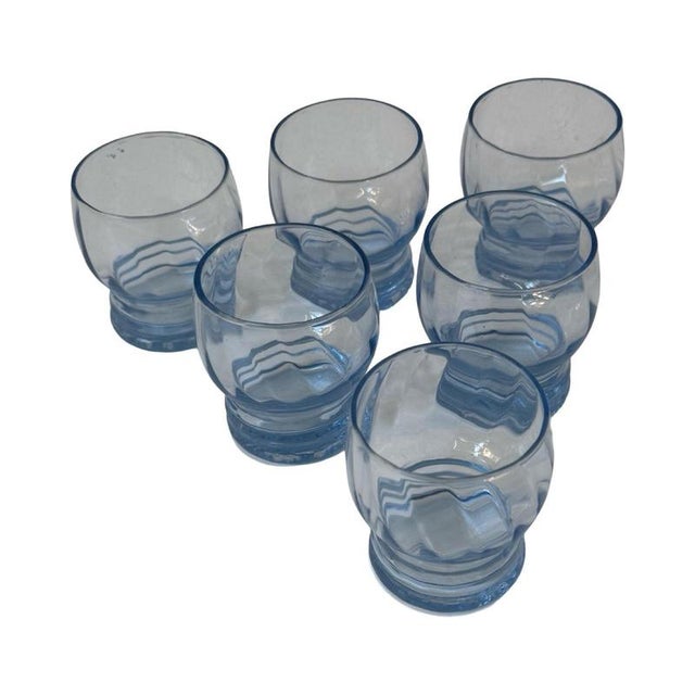 Small Swedish Blue Shot Glasses from Eda Glasbruk, 1930, Set of 6 For Sale - Image 6 of 8