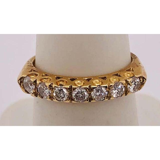 14 Kt Yellow Gold Seven Diamond Anniversary Ring Wedding Band 0.70 Total Diamond Weight Size 5.5 2.41 grams total weight