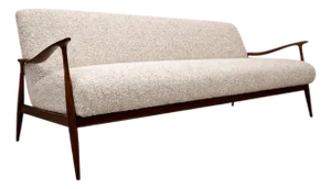 Sofa in Rosewood and Ivory Bouclé by Giuseppe Scapinelli, Brazil, 1950s - Lot 449B