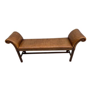 Early 20th Century English Leather Bench For Sale