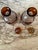 Art Deco Pair Vintage Bohemian Czech Amber Cut to Clear Decanters For Sale - Image 3 of 12