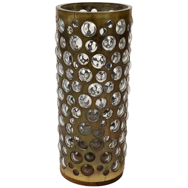 Mid-Century Patinated Brass and Glass Table Lamp from Rupert Nikoll, 1960s For Sale