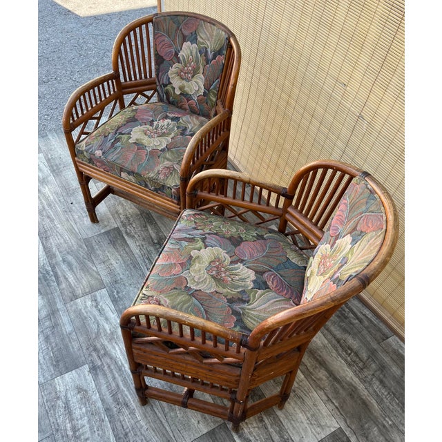 1960s Pair of Brighton Pavillion Style Chinoiserie Rattan Armchairs. Circa 1960s For Sale - Image 5 of 12