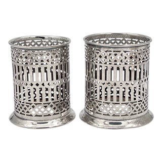 1940s Bernard Rice's Sons Inc. Silverplate Condiment Holders - A Pair For Sale