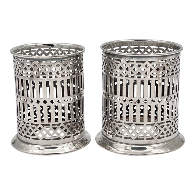 1940s Bernard Rice's Sons Inc. Silverplate Condiment Holders - A Pair For Sale