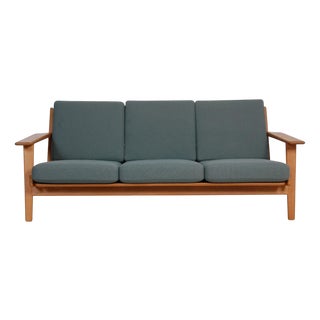 GE-290 3-Seater Sofa in Green Fabric by Hans J. Wegner, 1990s For Sale