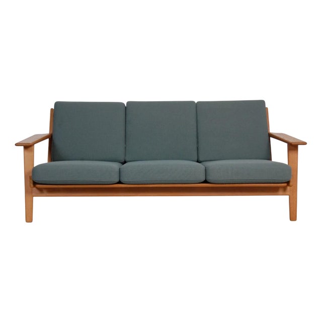 GE-290 3-Seater Sofa in Green Fabric by Hans J. Wegner, 1990s For Sale