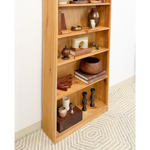 Beige Vintage Antique Style Handmade Pine 7-Shelf Bookcase Rustic Boho For Sale - Image 8 of 10