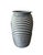 A striking vintage molded art glass vase in a soft smoke gray finish featuring an elegant wrapped ribbed design inspired...