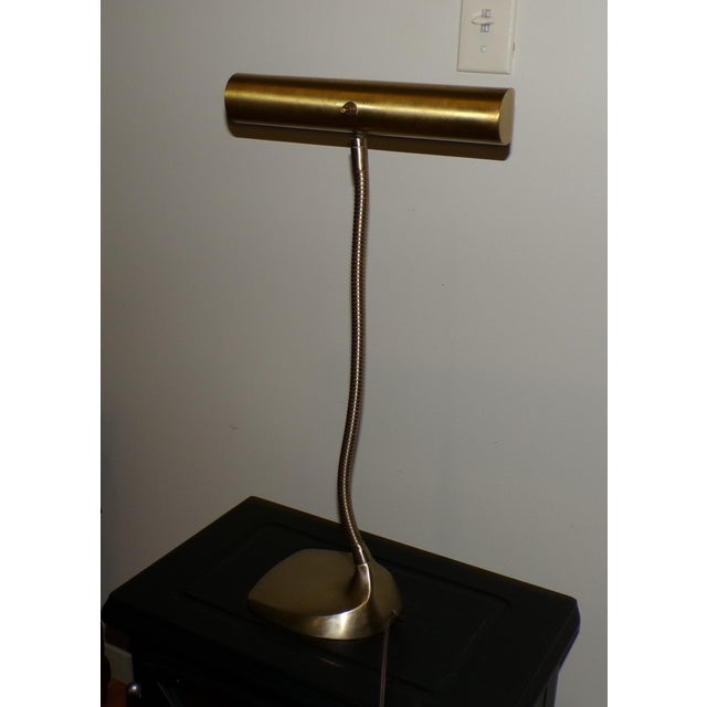 Brass Vintage Mid Century Laurel Lamp Co. Brass Goose Neck Desk Table Lamp Task Light For Sale - Image 8 of 14