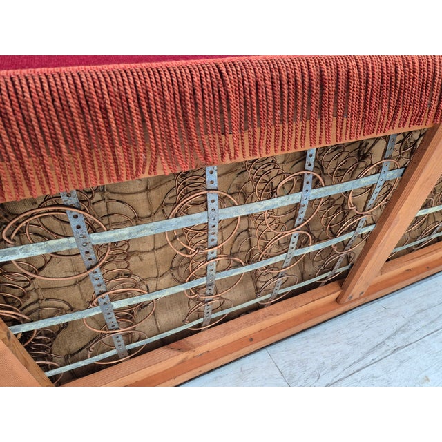 Vintage Danish 3-Seater Sofa in Cherry-Red Furniture Velour, 1960s For Sale - Image 10 of 18