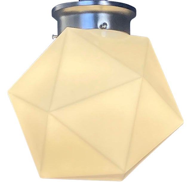 1920s Art Deco White Glass Star Shaped Flush Mount Light Fixture For Sale