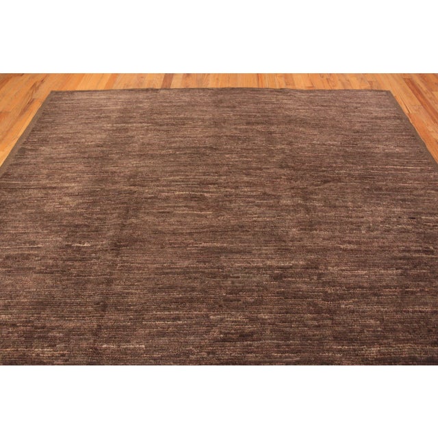 Nazmiyal Collection Brown Minimalist Contemporary Rug For Sale - Image 4 of 5