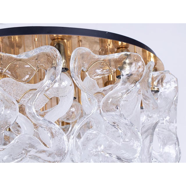 Kalmar Murano Glass & Brass Flush Mount by J. T. Kalmar for Kalmar, 1960s For Sale - Image 4 of 12
