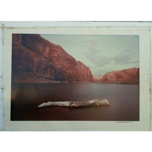 Native American 1982 Wanda Hammerbeck Lakes & Cliffs Vintage Photograph Ink Signed Wear For Sale - Image 3 of 4