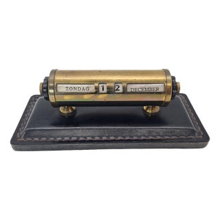 Vintage Dutch Perpetual Calendar Brass Desk Calendar, 1960s For Sale