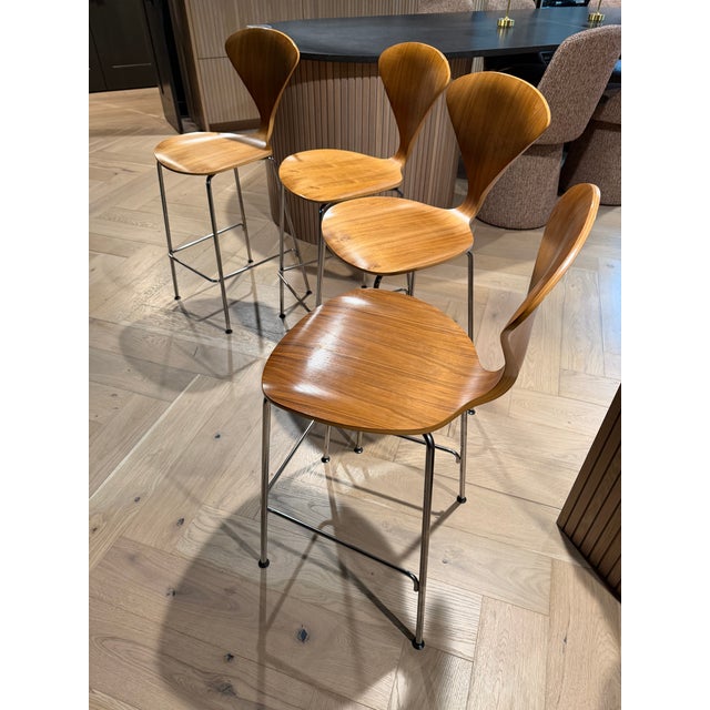 Walnut Barstools With Metal Legs (Set of 4, Cherner Company) For Sale - Image 14 of 17