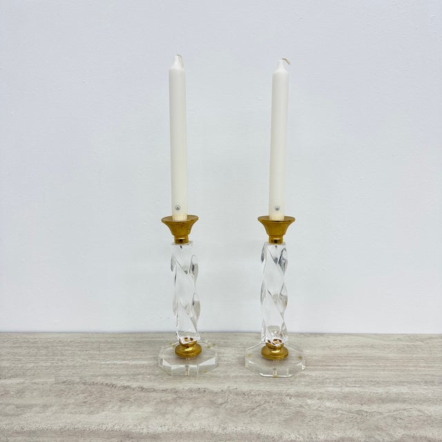 1970s Twisted Acrylic Glass Candleholders, 1970s, Set of 2 For Sale - Image 5 of 12