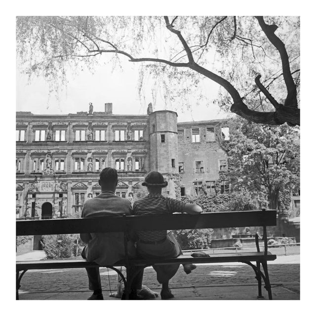 Couple on Bench View to Heidelberg Castle, Germany 1936, Printed 2021 For Sale