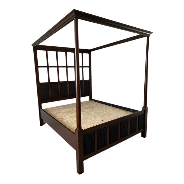 Oak Tudor King Size Paneled Canopy Four Poster Bed For Sale