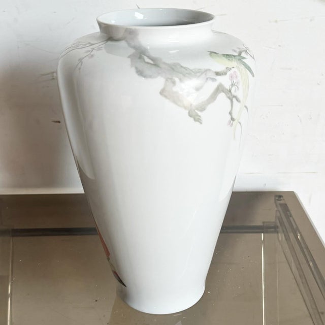 Chinoiserie Vintage Chinoiserie Hand Painted Porcelain Bavaria Vase For Sale - Image 3 of 6