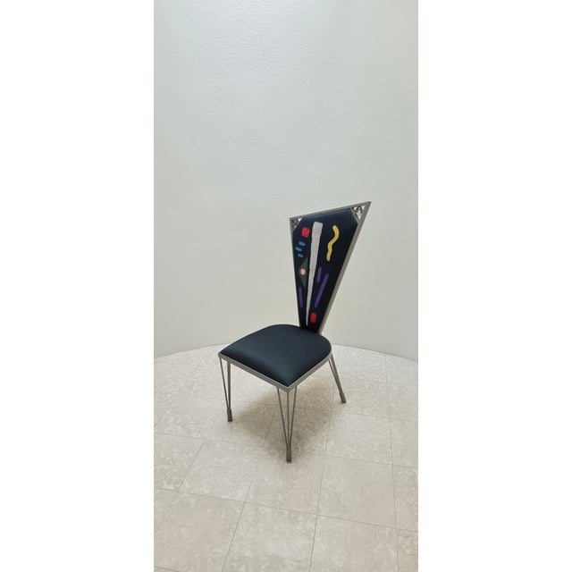 Memphis Inspired Artist-Made Steel and Textile Chair For Sale - Image 13 of 13