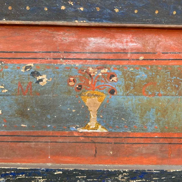 Antique Folk Art Primitive Hand Painted Carved Bed With Swan Carvings For Sale - Image 10 of 12