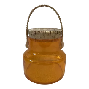 Vintage Post Modern Orange Color Glass Bottle With Cork Lid