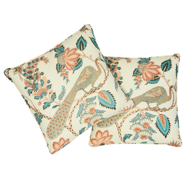 Schumacher Schumacher Campagne Pillow in Peacock & Rouge For Sale - Image 4 of 8