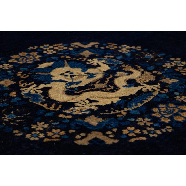 10 X 15 Antique Handmade Traditional Peking Chinese Wool Rug in Blue For Sale - Image 13 of 14