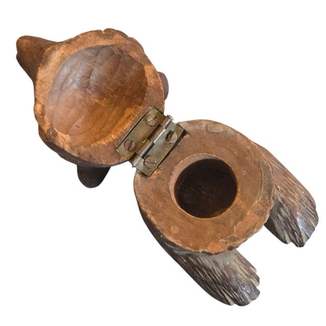 Antique Black Forest Bear Inkwell Hand Carved Wooden Carving Sculpture 2 Inch For Sale - Image 4 of 18