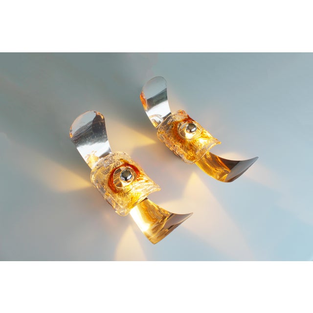 Murano Glass Wall Sconces from A.V. Mazzega, 1970s, Set of 2 For Sale - Image 4 of 11