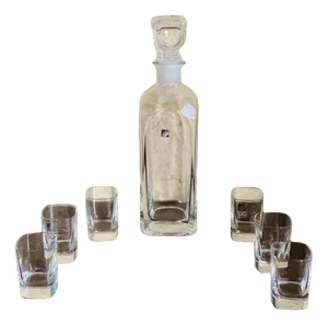 Crystal Whiskey Decanter With 6 Glasses by Luigi Bormioli, 1970s, Set of 7