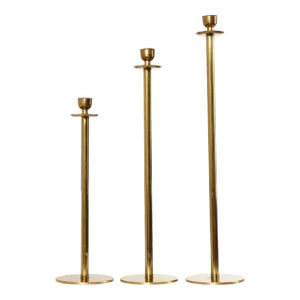 Danish Modern Set of Three Brass Candlestick Holders