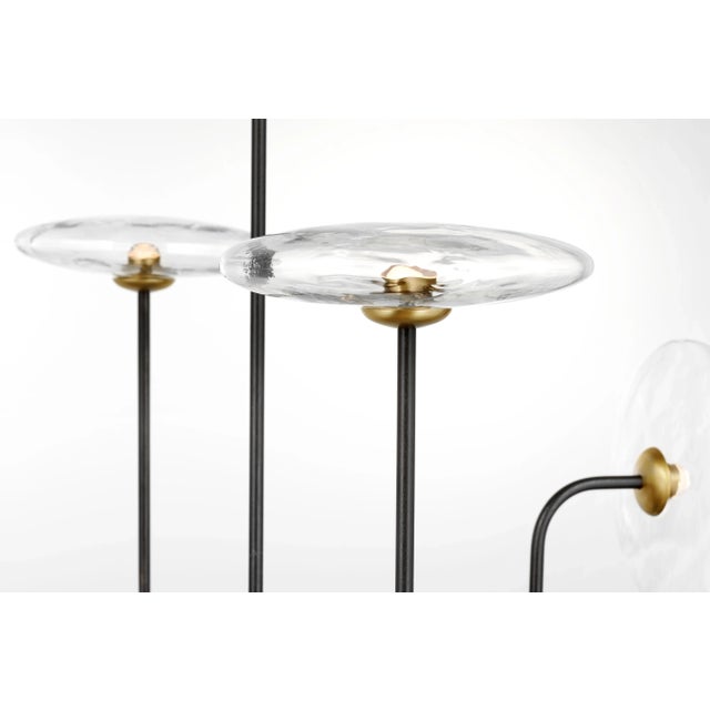 2020s Ian K. Fowler for Visual Comfort Signature Calvino X-Large Arched Chandelier in Aged Iron & Hand-Rubbed Antique Brass with Clear Glass For Sale - Image 5 of 7