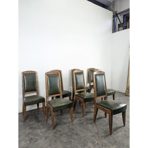 Art Deco Chairs in Walnut from DLG Gustave Poisson, Set of 8, in Very Good conditions.
