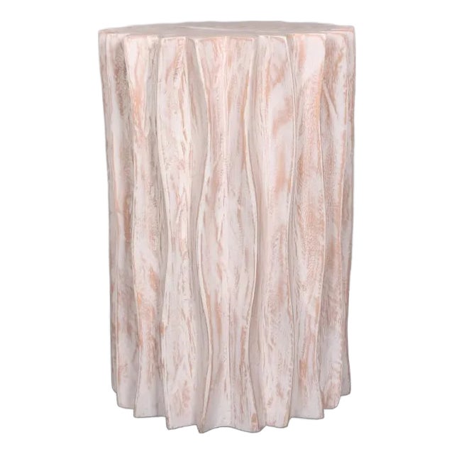 Mala Round Oak Wood Side Table For Sale