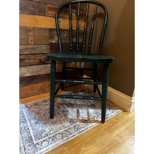 Wood Antique Bow Back Windsor Style Farmouse Chair With Original Patina For Sale - Image 7 of 11