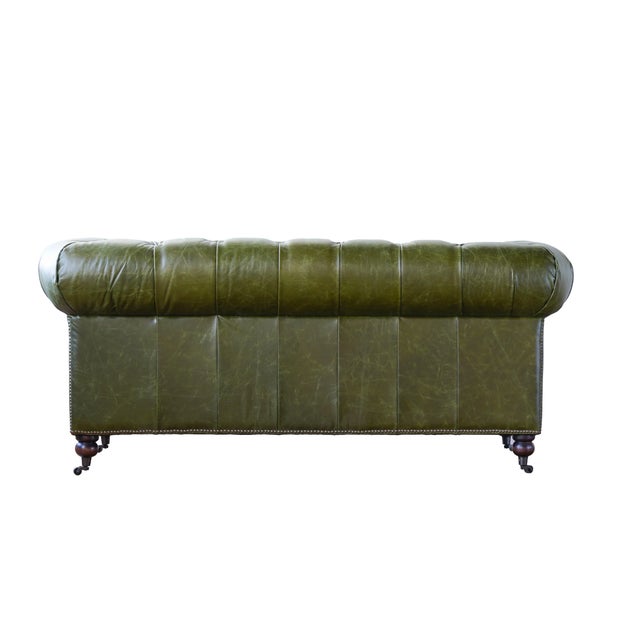 2020s Matthew Izzo Home Churchill Tufted Leather Love Seat For Sale - Image 5 of 6
