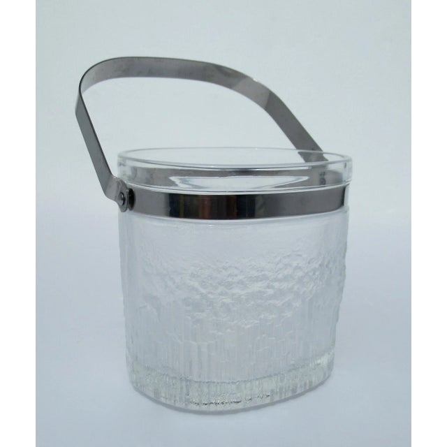 Mid-Century Modern Mid-Century Scandinavian, Attr. To I'ittala Textured Iceberg Glass Ice Bucket With Aluminum Handle For Sale - Image 3 of 13