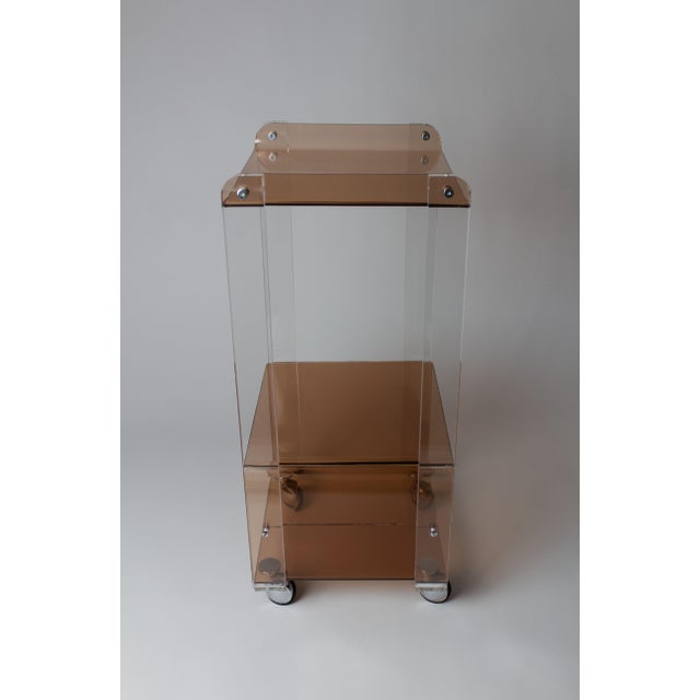 Vintage Acrylic Glass Trolley, 1970s, in Good conditions. Designed 1970 to 1979