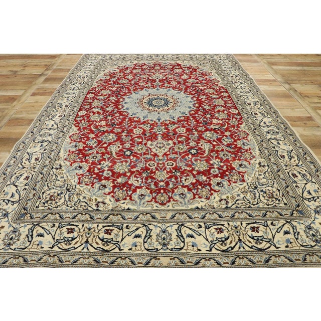 Ruby Red Vintage Persian Nain Rug, 06'08 X 09'08 For Sale - Image 8 of 11